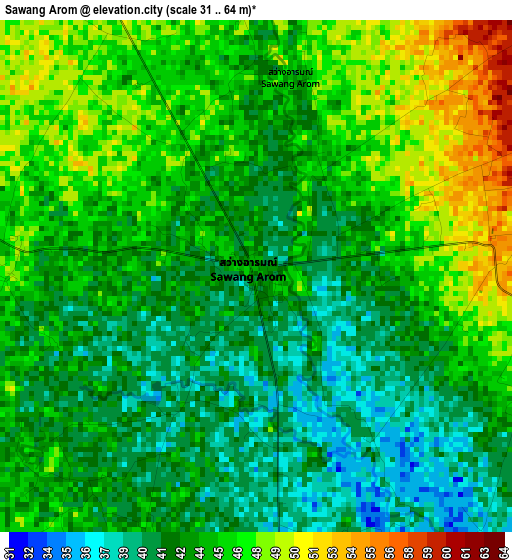 Sawang Arom elevation map