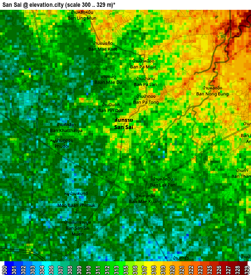 San Sai elevation map