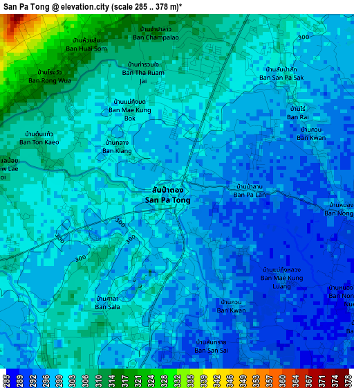 San Pa Tong elevation map