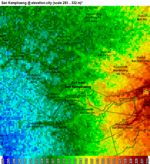 San Kamphaeng elevation map