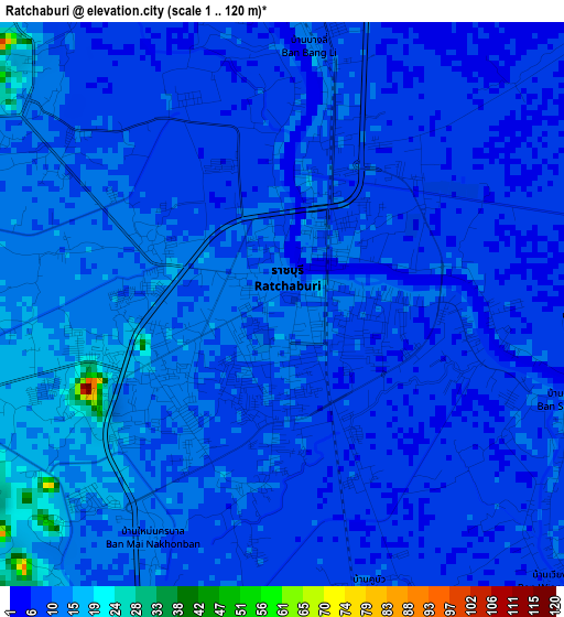 Ratchaburi elevation map