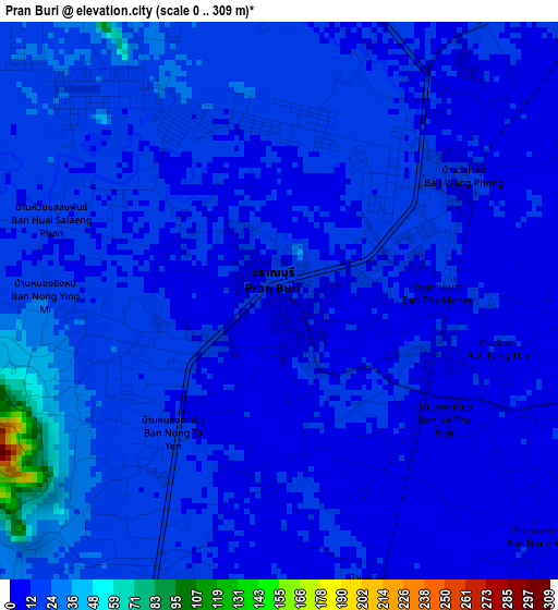 Pran Buri elevation map