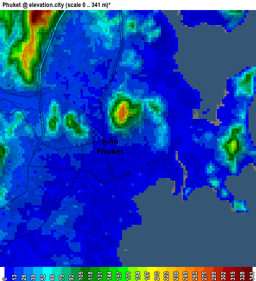 Phuket elevation map