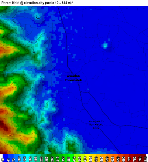 Phrom Khiri elevation map