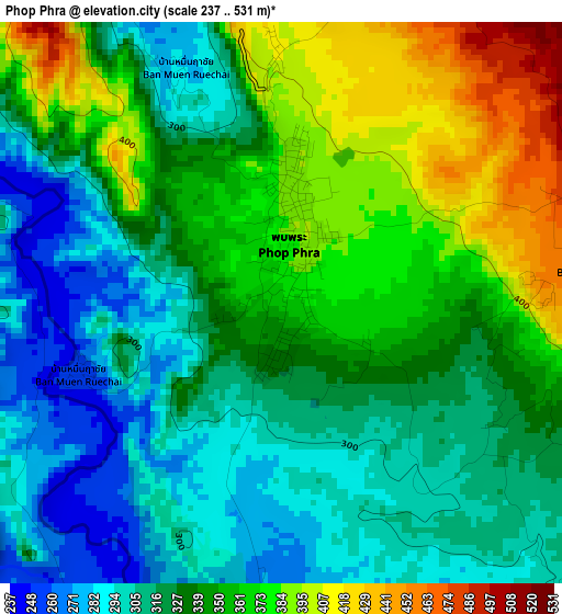 Phop Phra elevation map