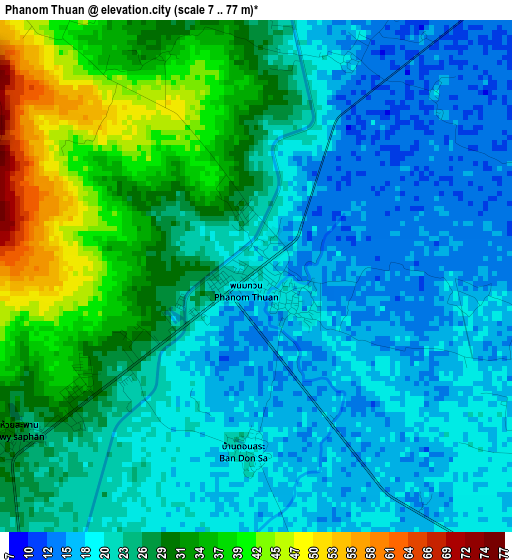 Phanom Thuan elevation map