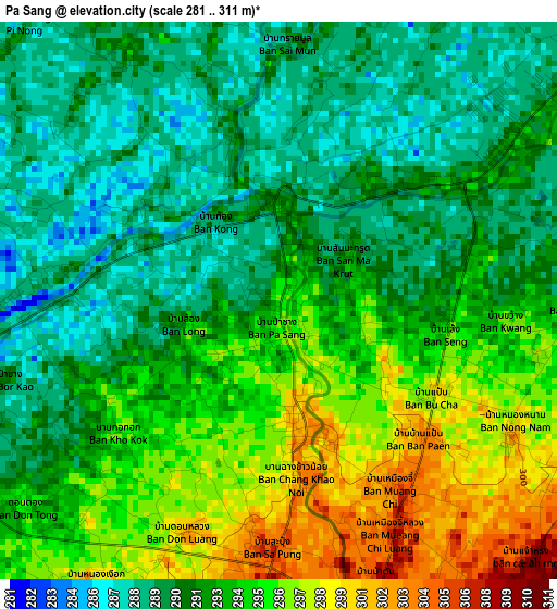 Pa Sang elevation map