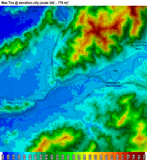 Mae Tha elevation map