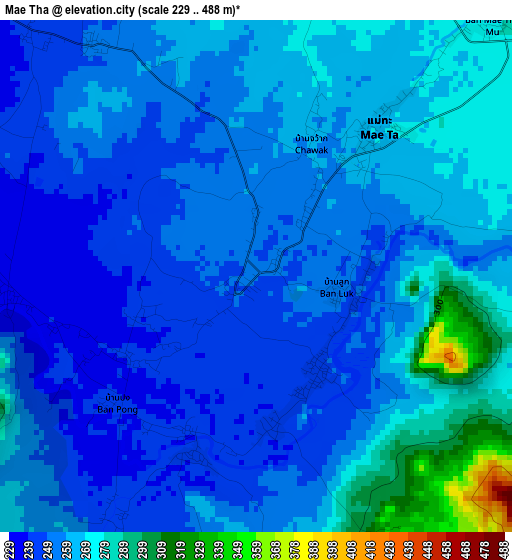 Mae Tha elevation map