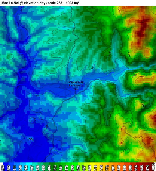 Mae La Noi elevation map