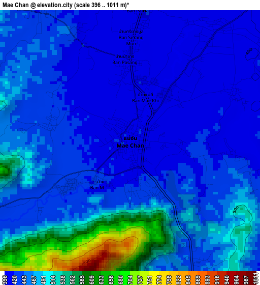 Mae Chan elevation map