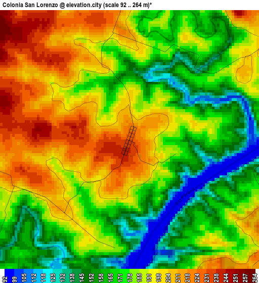 Colonia San Lorenzo elevation map