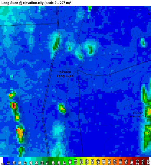 Lang Suan elevation map