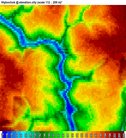 Hlybochok elevation map