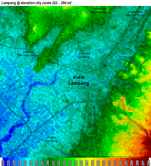 Lampang elevation map