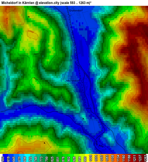 Micheldorf in Kärnten elevation map