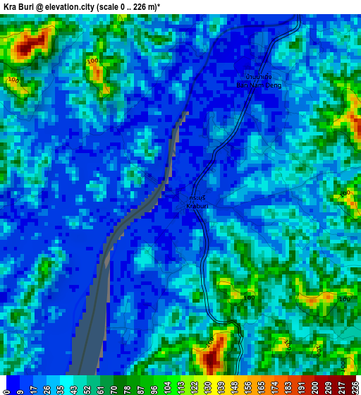 Kra Buri elevation map