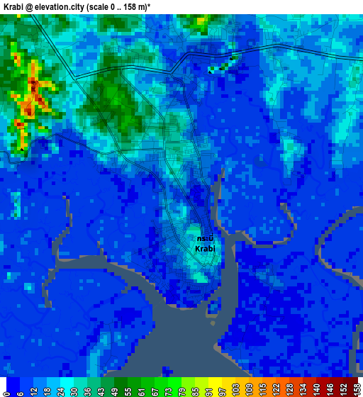 Krabi elevation map