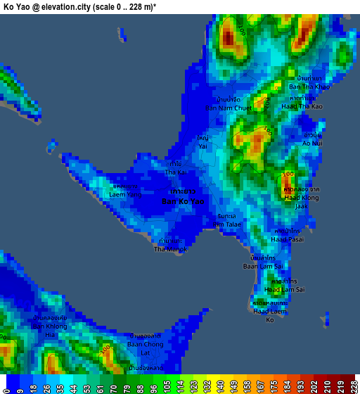 Ko Yao elevation map