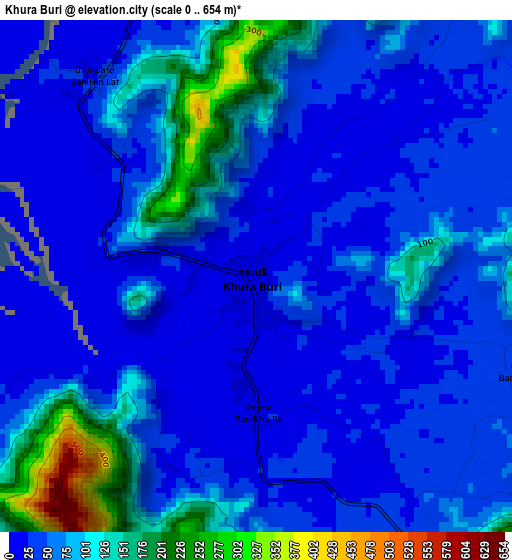 Khura Buri elevation map