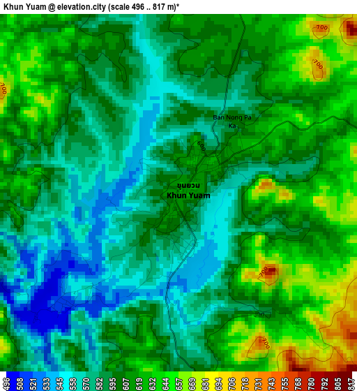 Khun Yuam elevation map