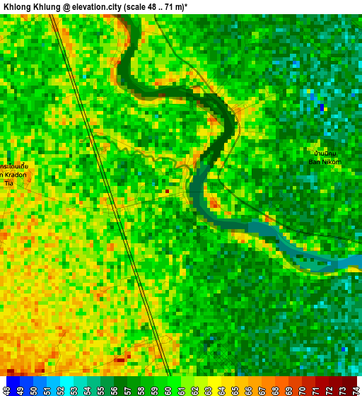 Khlong Khlung elevation map