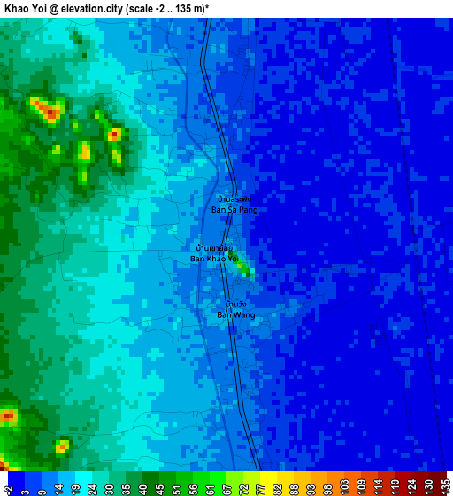 Khao Yoi elevation map