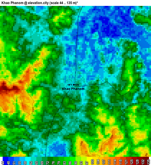 Khao Phanom elevation map