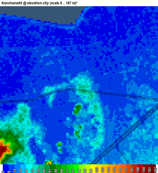 Kanchanadit elevation map
