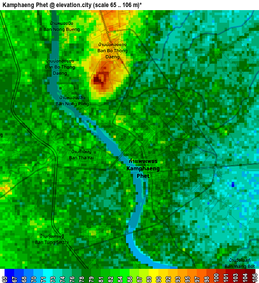 Kamphaeng Phet elevation map