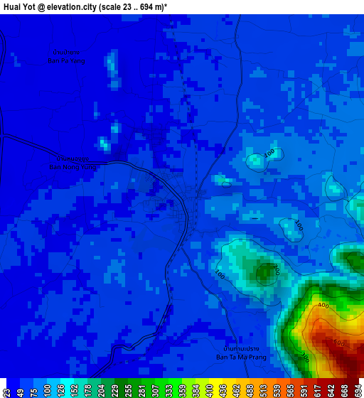 Huai Yot elevation map