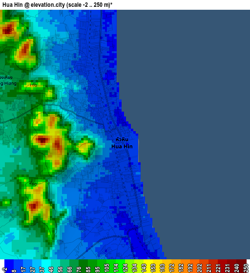 Hua Hin elevation map