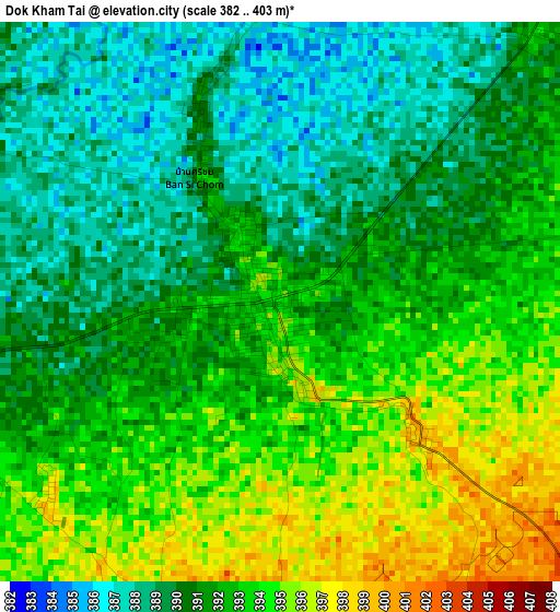 Dok Kham Tai elevation map