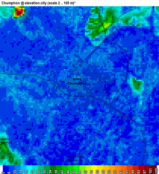 Chumphon elevation map