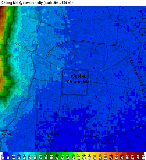 Chiang Mai elevation map