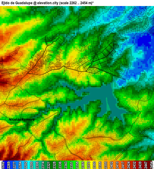 Ejido de Guadalupe elevation map