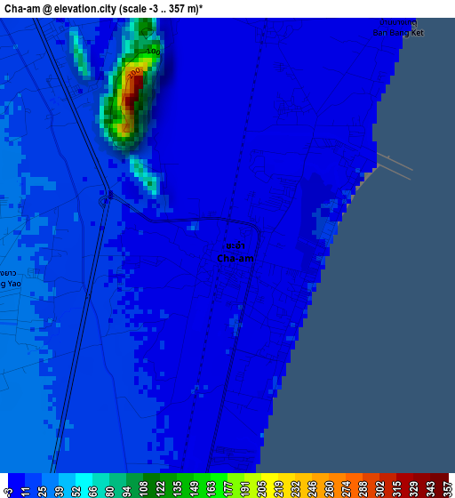 Cha-am elevation map