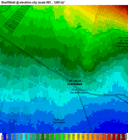 Sharīfābād elevation map