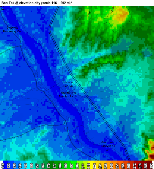 Ban Tak elevation map