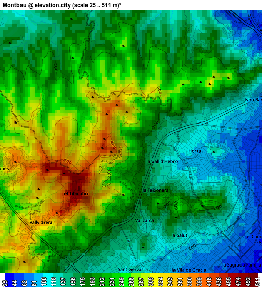 Montbau elevation map