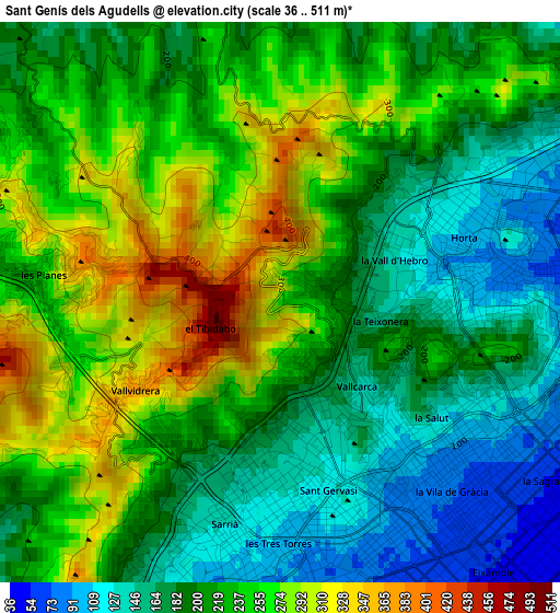 Sant Genís dels Agudells elevation map