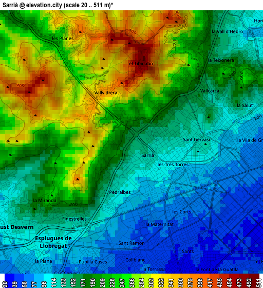 Sarrià elevation map