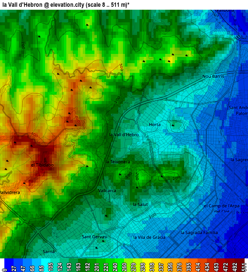 la Vall d'Hebron elevation map