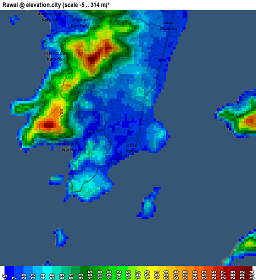 Rawai elevation map