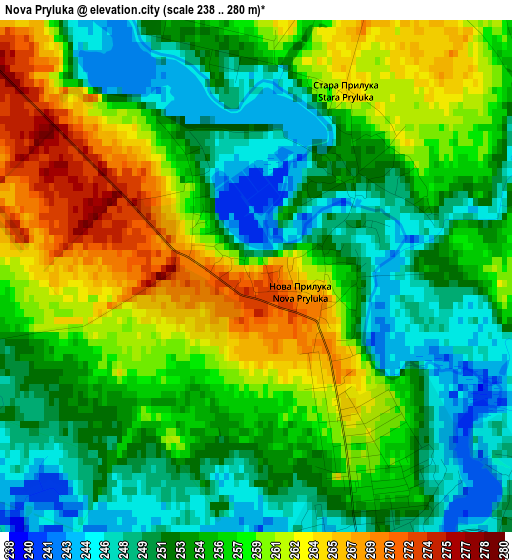 Nova Pryluka elevation map