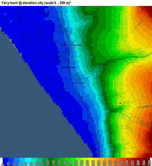 Tal-y-bont elevation map