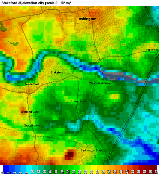 Stakeford elevation map