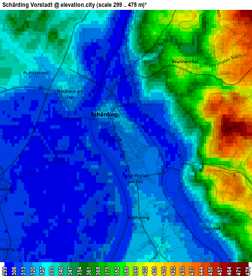Schärding Vorstadt elevation map