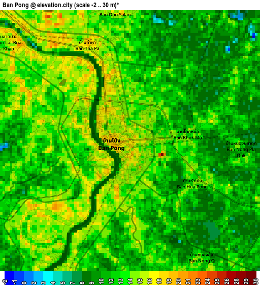 Ban Pong elevation map