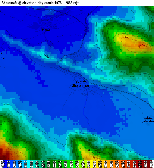 Shalamzār elevation map